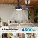 Orison 42" Plug-in Outdoor Ceiling Fan with Light, 5-Blade Hanging Patio Fan for Gazebo Porch, IP44 Waterproof, Quiet DC Motor, 6-Speed, App & Remote Control, Dimmable LED, Reversible, Wood