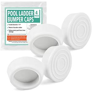 Impresa [4 Pack] Pool Ladder Bumpers to Protect Pool Liner - Protective Step Ladder End Cap for Inground Pool - Swimming Pool Ladder Parts - White Rubber End Cap - 1.9” Inner Diameter