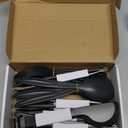 Reusable Plastic Serving Utensils Set of 24, Wheat straw Large Serving set 10" Serving Spoons/10" Slotted Spoons/9.4" Tongs, for Party Chafing Dish Buffet Catering (Black, Not for Cooking)