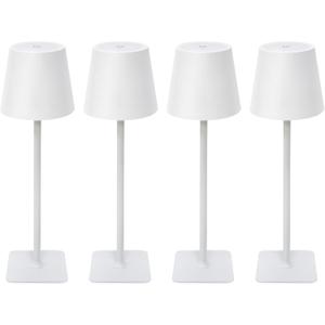 2-Pack Rechargeable Cordless Table Lamps, Battery-Operated Wireless Minimalist Table Lamp, 3 Colors Stepless Dimming LED Adjustable Height Table Lamp for Dining/Bedside/Camping (4, White)