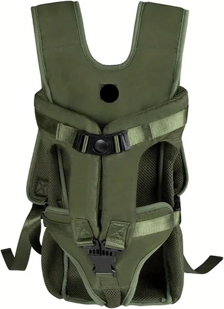Pet Front Dog Carrier Backpacks, Adjustable Hands Backpack for Medium Small Dogs (Army green) XL