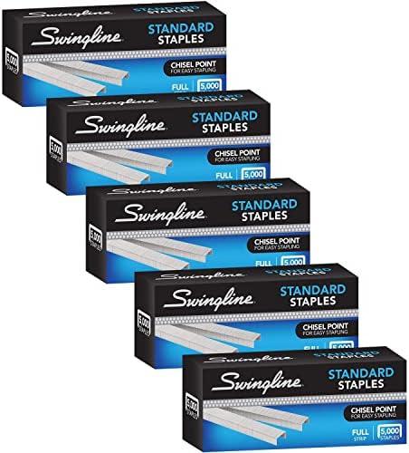 Swingline Staples, 5 Pack, Standard Staples for Desktop Staplers, 1/4" Length, 210/Strip, 5000/Box (35101)