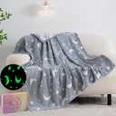 QSTEHEML Moon Glow in The Dark Blanket,Star Gifts Toys for Boy Birthday for Age 3-12 Years Old,Throw Blanket for Kids Soft Luminous Blanket for Son 50"60"