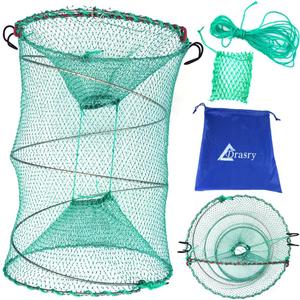 Drasry Foldable Fishing Trap for Bait Shrimp Crawfish Minnow Net Portable Accessories 11.8 x 11.8 x 15.7 (30cm x 40cm) 1/4 in Mesh Collapsible Fish Trap