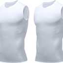 Compression Shirt Men Slimming Body Shaper Vest Crewneck Workout Tank Top (White, XXL)