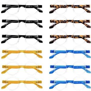 GUD 6Pack Women's Reading Glasses with Spring Hinges Design Readers