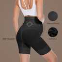Maternity Underwear Over Bump, Womens High Waist Mid-Thigh Pregnancy Shapewear Boyshorts Panties for Under Dresses (Black, M)