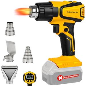 Cordless Heat Gun Compatible with Dewalt 20V Battery, LCD Display 350W 2-Temp Setting (120℉-1110℉), 4 Nozzle, Portable Hot Air Gun for Shrink Tubing, Paint Removal,DIY (Tool Only, NO Battery)