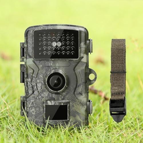 Hunting Camera with Night Vision IP66 Waterproof, 1080P 0.8S Trigger Motion Activated for Outdoor Scouting Wildlife Monitoring, Trail Cameras