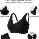 COCOMARTS Jelly Bras for Women No Underwire Scalloped Push Up Seamless Full Coverage Plunge Bralettes Wireless Tshirt Bras Black Medium