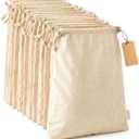 LEAFICO Multipurpose Eco Cloth Bags - Large 10x12 Inch (12 Pack) - Cotton Produce Storage Sacks - Muslin Drawstring Pouches for Vegetables - Bread Bags - Fabric Sachets