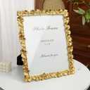 Cuspin 11x14 Picture Frame Vintage Gold Frames, Ornate Leaf Textured Hand-Crafted Resin with Glass Front, Gold Picture Frames for Tabletop Display, Retro Design Home Decor