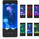 Jellyfish Lamp, LED Jelly Fish Aquarium Tank Night Light 7 Color Changing Mood Lamp for Home Office Decor, Birthday Christmas Gifts for Kids Women Men SquareBlack (3.5"D x 3.5"W x 8.3"H)