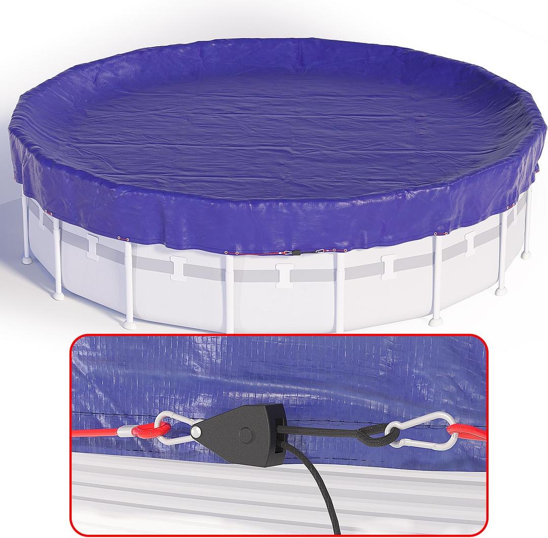 18 FT Round Pool Cover, [ 2025 Upgraded ] Above Ground Pool Cover, Heavy Duty Winter Pool Cover, Cold and UV Resistant, Cable and Pulley System
