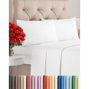 Queen Size 4 Piece Sheet Set - Comfy Breathable & Cooling Bed Sheets Set - Hotel Luxury Bedding for Women, Men, Kids, Teens, Boys & Girls - Deep Pockets, Ultra-Soft, Wrinkle Free - Oeko-Tex - White