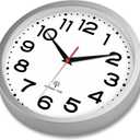 Roymnie Atomic Wall Clock 10 Inch, Modern Clock Battery Operated Classic Analog Decorative for Kitchen, Living Room, Office, Bedroom, Bathroom (Silver)