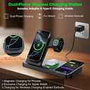 Dual Phone Wireless Charging Station for Apple Devices, Magnetic Charging Station for iPhone with Auto Switch 7-Color Light&Clock, Family Watch Charger for iPhone17 for iWatch11 for AirPods Pro3(Black