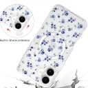 Jusy Magnetic Cute Flower Case for iPhone 16 Plus, Cute Aesthetic White Floral Pattern Phone Case Compatible with Magsafe, Soft TPU Protective Phone Cover for Women Girls - Blue Flower