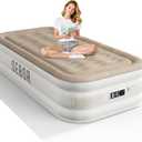 Sebor Air Mattress Twin with Built-in Pump 18", Comfortable Self-Inflating Air Mattress with High-Speed Pump, Durable Blow Up Mattress Twin with Storage Bag for Guests, Camping, Travel (Khaki)