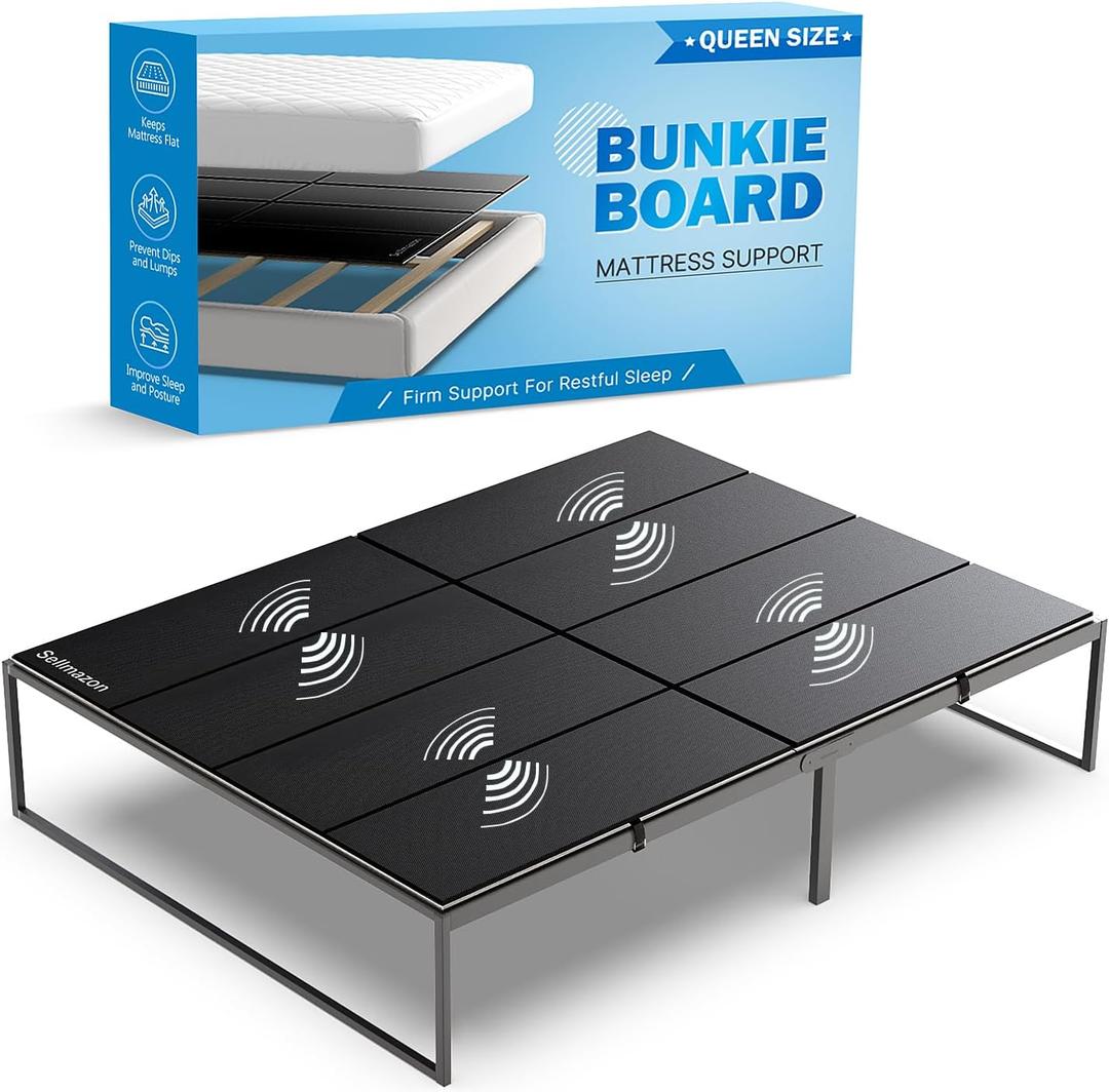 Bunkie Board Queen Size (60x80''), Heavy Duty 10mm Bed Boards for Slatted Frame, Sleeper Sofa Support Board to Stop Sagging Mattress, Breathable, Noise Minimizing, Moisture Resistant, Black