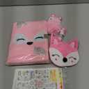 WIEWUSCH Gifts for 6 7 8 9 Year Old Girls, Diary with Lock for Girls - Journal Kit for Girls with Bookmarks Sticky Notes Pom Pom Pen Fuzzy Notebook (Fox Diary, Pink)