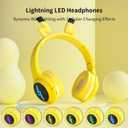 Wireless Kids Headphones with 7-Color LED Lights, 85dB Safe Volume & 40H Playtime Ultra-Soft Over-Ear for School Travel
