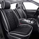 Aierxuan 5 Car Seat Covers Waterproof Leather Universal Cushions Split Bench Compatible with 4Runner CRV Camry Yaris Sienna Venza FJ Cruiser Wrangler Tucson Equinox(Full Set, Black-White)
