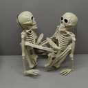 2 Pack 16 Inches Halloween Decoration, Body Posable Skeleton Realistic Human Bones with Posable Joints for Halloween Pose Prop Decor Yard Lawn Garden Patio Outdoor Haunted House Decorations