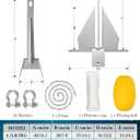 Boat Anchor Kit, 4 Sizes Fluke Anchor with Float, Chain, Rope, Hot-Dipped Galvanized Steel Anchor for Watercraft Up to 38FT, 23 x 11"