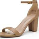 DREAM PAIRS Women's Chunk Low Heel Pump Sandals (8.5)