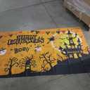 Normacaw Happy Halloween Backdrop for Photography, 72x44 Inch, Halloween Party Decoration, Ghost and Spooky Castle, Fabric, Multicolor