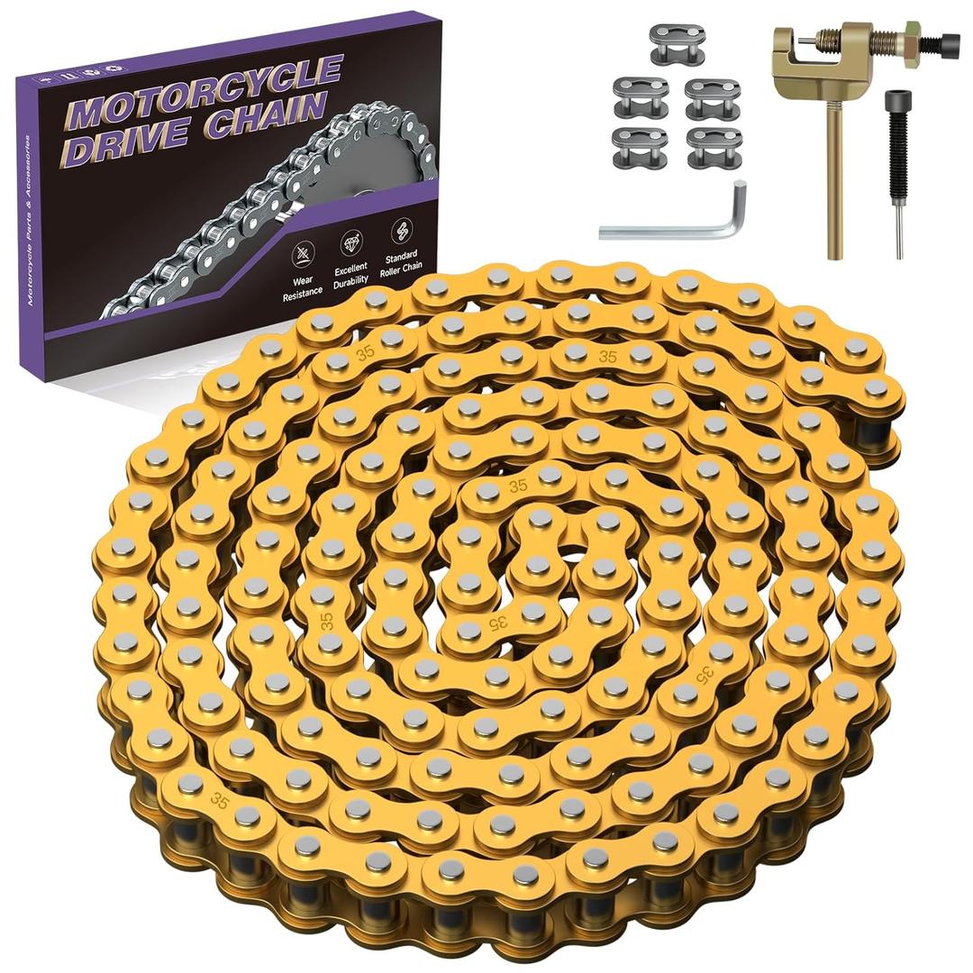 35 Chain Mini Bike Chain Breaker Compatible with Coleman CT100U CC100X Baja Doodlebug DB30 Motovox MBX10 MBX11 Predator 97cc 100cc Monster Mega Moto MM-B80 105cc Minibike Powersports Parts (Gold)