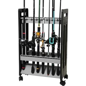 Fishing Rod Holder,Fishing Pole Holders for Garage,Rod Holder for 16 Rod and Reel Combos,Vertical Fishing Rod Rack Floor Storage,Fishing Gifts for Men (Gray)