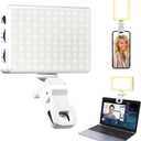120 LED Selfie Light for iPhone/Phone/Camera/Laptop/iPad, 5000Mah Rechargeable Clip Phone Light, Adjusted 3 Lights Modes for Makeup, TikTok, Live Stream, Vlog(White)