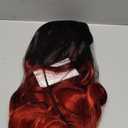 Sallcks Ombre Black to Red Wig Long Wavy Wig for Women Side Part Colored Synthetic Heat Resistant Wig for Daily Party Costume Halloween