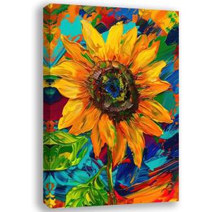 SIXWOOD Colorful Sunflower Canvas Wall Art Abstract Plant Painting Poster Sunflower Picture for Wall Living Room, Bathroom Bedroom Home Room Decoration12*18 in
