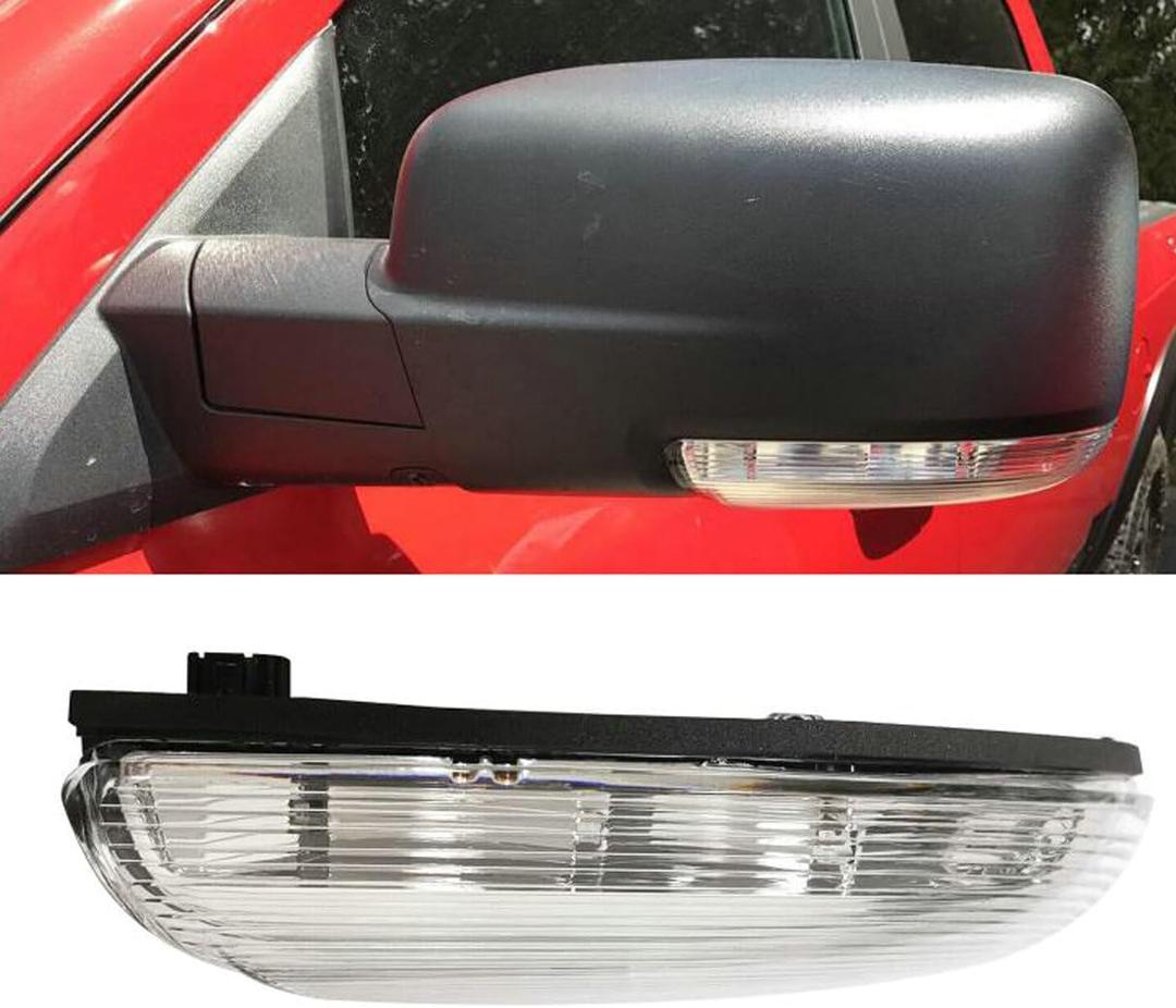 Front Mirror Turn Signal Puddle Light for Dodge Ram 1500 2009-2018,Side Marker LED Light Lamp Assembly for Ram Replace 68064949AA/48AA (Left (Driver) Side)