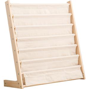 7 Tier Wood Bookshelf for Kids Books Storage Organizer Natural Wooden Book Shelves for Study Room Living Room (29.52" L x 11.81" W x 31.10" H)