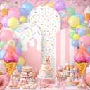 Foilswirl 34 Pcs Sweet One Birthday Decorations Pastel Donut Ice Cream Balloon Arch Backdrop Covers Pastel Spandex Arch Backdrop Cover with Ice Cream Foil Donut Balloons for Sweet Birthday Party