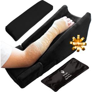 Zomaple Arm Elevation Pillow, Black  Reduce Swelling & Pain with Elbow Support  Adjustable, Gel-Infused Foam, Hot/Cold Gel Pack & Washable Cover  Arm Support Pillow for Post-Surgery Recovery