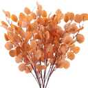 HUAESIN 4 Pcs Fall Floral Stem Fall Eucalyptus Stems Silk Silver Dollar Orange Eucalyptus Leaves Fall Decorations for Autumn Wreath Farmhouse Home Party Wedding Decoration