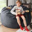 Codi Bean Bag Chair for Kids with Filler Included 10-12, Comfy Kid Beanbag Chair 3 FT, Machine Washable, Charcoal Grey, 3ft