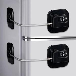 Combination Refrigerator Lock - Resettable Code Fridge Lock for Kids, Adults, Heavy Duty Child Safety Locks for French Door Fridge, Freezer, Cabinet, Pantry, Easy Install No Keys Needed(2Pack) (Black)