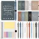 Chuangdi 20 Sets Employee Appreciation Gifts Inspirational Notebook Journal with Sticky Notepad Bamboo Pen Bulk Thank You Gifts for Teacher Staff Team Coworker Nurse(Boho)