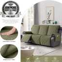 TAOCOCO 100% Waterproof Recliner Sofa Cover, Non Slip Split Couch Covers for Reclining Couches with Straps, Washable Reclining Sofa Cover Furniture Protector for Kids Pets(3 Seater, Green)