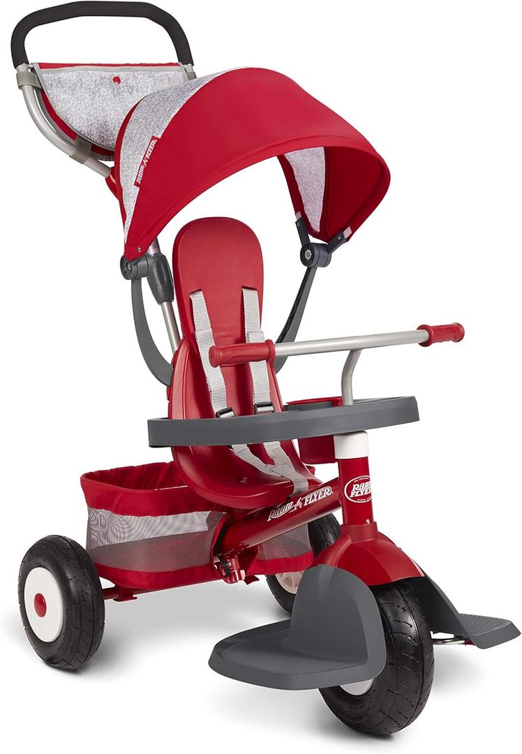 Radio Flyer Ultimate All-Terrain Stroll 'N Trike, Kids and Toddler Tricycle, Red Toddler Bike, for Ages 9 Months - 5 Years (Air Tire)