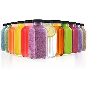 DilaBee Glass Juice Bottles 8 oz Glass Bottles with Lids for Juice, Smoothie, Water, Milk & Kombucha, Reusable Glass Bottles for Juicing - Bulk Glass Water Bottles with Caps BPA-Free, 6 Pcs 