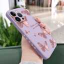 for iPhone 12 Pro Max Case, Astronaut Floral Butterfly Print Creative Design Phone Cover Anti Scratch Soft Microfiber Lining Liquid Silicone 12 Pro Max Phone Case-Butterfly Purple
