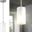 Mini Pendant Light Fixture 1-Light, 3 Pack Brushed Nickel Hanging Ceiling Lights with Opal White Glass, Adjustable Height, Modern Hanging Pendant Lamp for Kitchen Island