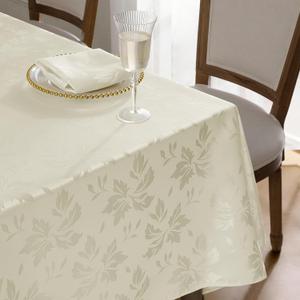 Romanstile Spring Jacquard Rectangle Tablecloth - Outdoor Waterproof Damask Floral Pattern Decorative Table Cloths Heavy Weight Fabric Table Covers for Dinner/Parties/Outdoor - 60 x 102 Inch, Ivory